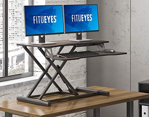 FITUEYES Height Adjustable Standing Desk 32” Wide Sit to Stand Converter