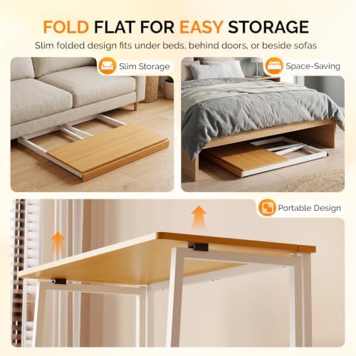 VINGLI 31.5" Folding Desk for Small Space Home Office Computer Desk, Yellow