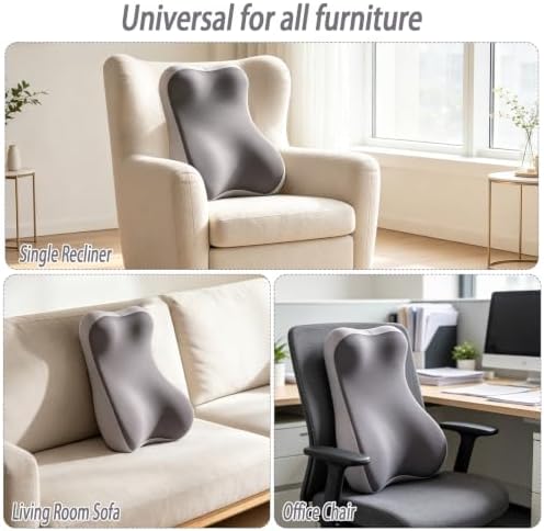 2-in-1 Neck and Lumbar Support Pillow, Recliner Back Cushion with Cover