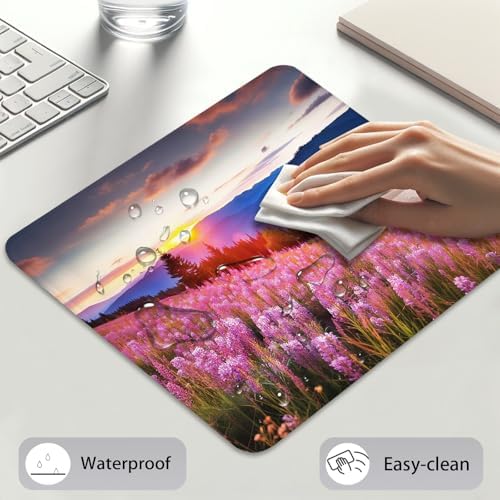 Alpine Wildflower Meadow at Sunset Mountain Mouse Pad, Nature Desk Mat
