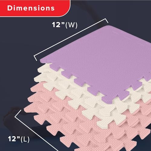 We Sell Mats Interlocking Foam Floor Tiles - 3/8" Thick Pink/Purple 18-Pack