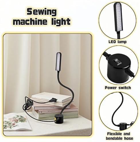 30 LED Sewing Machine Light with Flexible Silicone Neck, Magnetic Base Work Lamp for Sewing Machines, Drill Press, Desk, Music Stand, Crafts, Workbench, Non-Flicker, Eye-Caring Design
