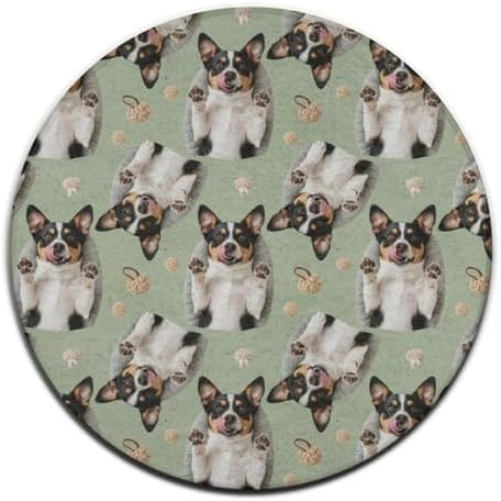 Large Home Decor Mat, Soft Round Yoga Carpet, Non Slip Machine Washable Kitchen Office Circle Rug Cute Chihuahua Dog, 60inch