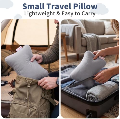 Pro Goleem 2-Pack Small Pillow, 7"x11" Mini Pillow for Travel, Camping, Sleeping, Nap & Neck, Lumbar, Knee Support, for Office,Bed, Car, Air, Tiny Cushion for Kids, Pets, Adults (Grey)