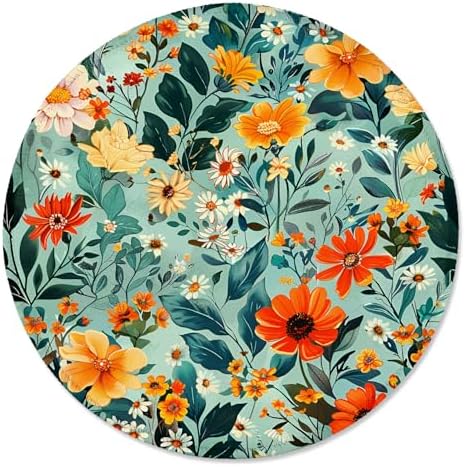 ITNRSIIET Round Mouse Pad with Stitched Edge Premium-Textured Waterproof Non-Slip Rubber Base Desktop Protection Mat Diameter 8.7 inches, Beautiful Flowers