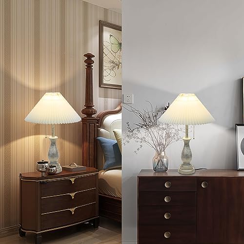 LALISU Farmhouse Table Lamp with Pull Chain Switch 3-Way Table Lamp Rustic