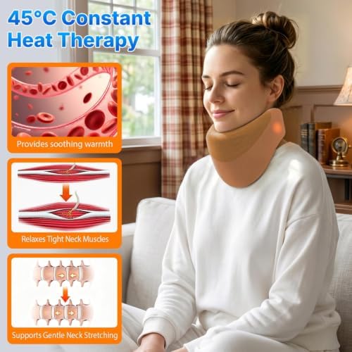 Yunari Cordless Neck Brace for Cervical Spine, Neck Posture Corrector with Intelligent Adjust and Hot Compress Function, Neck Support Brace for Men and Women