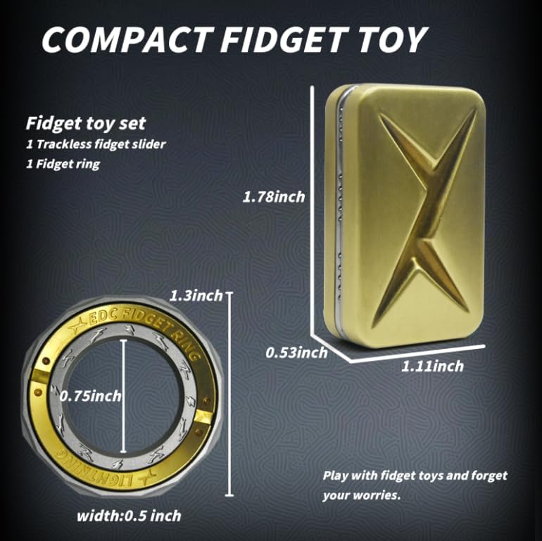 Fidget Toys 2 Pack, Trackless Fidget Slider, Fidget Ring