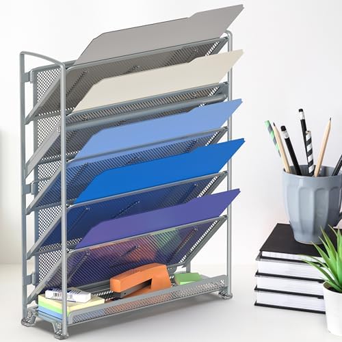 Simple Houseware 6-Tier Wall Mount Document Letter Tray Organizer, Silver