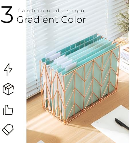 Y YOMA 6 Pack Gradient Hanging File Folders Letter Size Decorative Hanging Folder Pretty File Folder Organizer for Filing Cabinet Office Home with 1/5-Cut Adjustable Tabs, Teal Blue