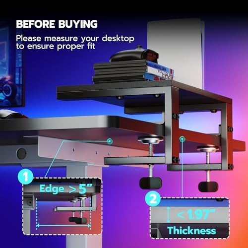 ARES WING Clamp-On Desk Extender Monitor Shelf, 15x9.8 up to 44lbs
