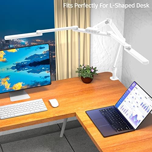 EPABINA LED Desk Lamp for Home Office, 41.5" White Clip on Architect Desk Lamp with Clamp, 24W Adjustable Dimmable Bright Swing Arm Eye Care LED Table Light Clamp on Office Lighting