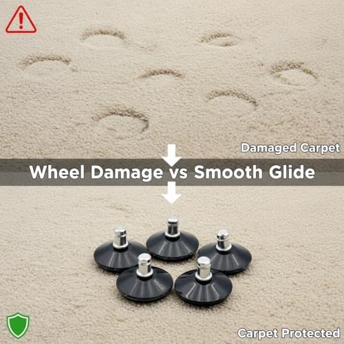 5pcs 2" Bell Glides Replacement Wheels for Office Chair, Adjustable Sliding Wheel Stopper, Fixed Office Chair Wheel(Black)