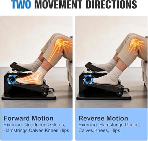 TABEKE Under Desk Elliptical Machine, Electric Ellipse Leg Exerciser for Senior with Remote Control & 12 Speeds, Portable Quiet Electric Seated Pedal Exerciser for Home with Display Monitor 2668