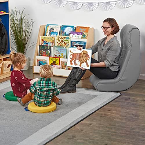 Factory Direct Partners Soft Tufted Floor Rocker - Cushioned Ground Chair for Kids Teens and Adults - Great for Reading, Gaming, Meditating, TV - Coal, 10488-GY