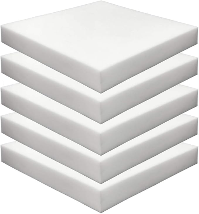 Foamma 5-Pack 2" x 18" x 18" Upholstery Foam High Density Foam (Chair Cushion Square Foam for Dining Chairs, Wheelchair Seat Cushion Replacement)