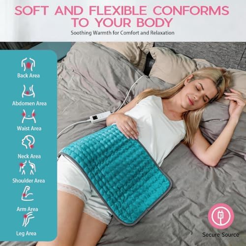 Cyan Heating Pad for Gifts Soothing Heat Therapy for Women & Men, Perfect Christmas, Mothers Day, Birthday Gifts fo r Her, Dad Gifts & White Elephant Gift, Cozy Stocking Stuffer for Men