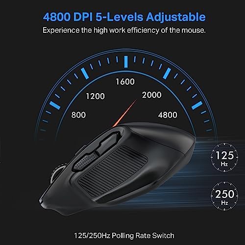 E-YOOSO Large Bluetooth Wireless Mouse for Big Hands, 6 Buttons, 4800 DPI