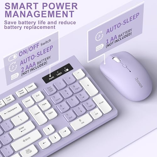 Wireless Keyboard and Mouse Combo Silent for Office and Home(Purple)
