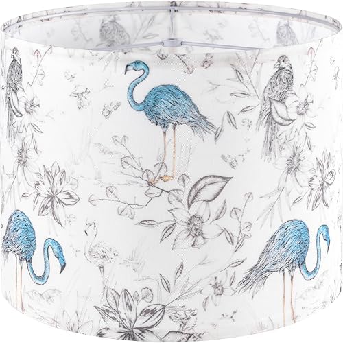 GO&SO Lamp Shades 1Pc,13" D x 10" H,Drum Lamp Shade,Blue Flamingo Floral