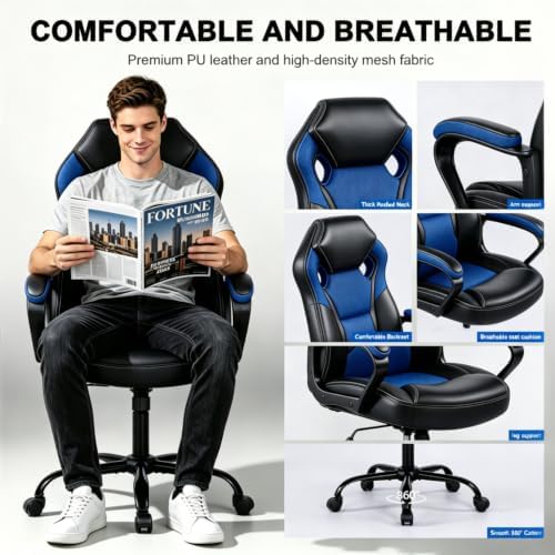 3 IN 1 Gaming Office Study Chair, Breathable Mesh Back Computer Desk Chair