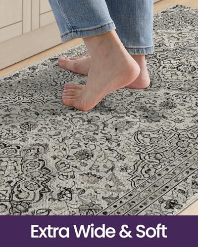 DEXI Kitchen Floor Mats Cushioned Anti Fatigue Runner 24x87 Brown Grey