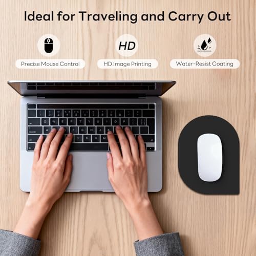Contoured Oval Mouse Pad 6x8in Non-Slip for Laptop,Black