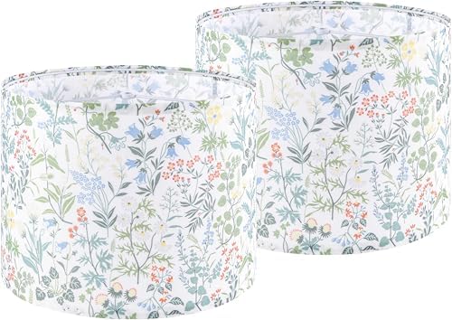 GO&SO Lamp Shades Set of 2,16" D x 10" H,Multicolored Floral,Large Drum