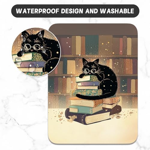Small Mouse Pad, Mini Mouse Pad 6 x 8 Inch, Thick Rubber Waterproof Mouse Mat, Cute Mousepad for Women Men Wireless Mouse Laptops Home Office, Glasses Cat