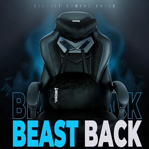Vigosit Gaming Chair PRO: High-Performance Ergonomic Chair with Full Mesh, Patented 3D Lumbar Support, Retractable Footrest & 400 lbs Metal Frame for Elite Gamers (Black 03Pro)