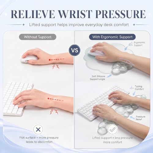 Gel Cloud Wrist Rest, Keyboard & Mouse Pad Set for Office, Non-Slip Support