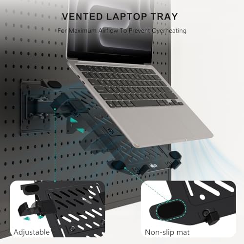 WALI Articulating Pegboard Adjustable Mount for Laptop and Monitor