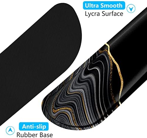 Dapesuom Enlarge Keyboard Wrist Rest, Memory Foam Wrist Cushion for Desk Mats Support, Marble Pain Relief Keyboard Mouse Pad Rests Set with Non-Slip Base for Gaming Laptop Office Computer, Black Gold