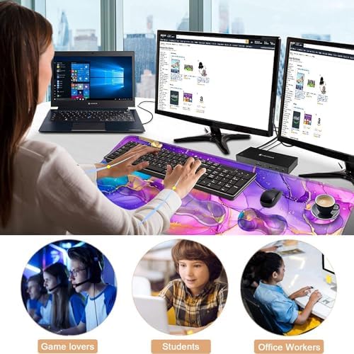 Keyboard Wrist Rest and Mouse Pad with Wrist Support Set Ergonomic Coaster,Memory Foam,Easy Typing Pain Relief,Large XL Desk Mat 31.5"x 11.8",Marble Purple