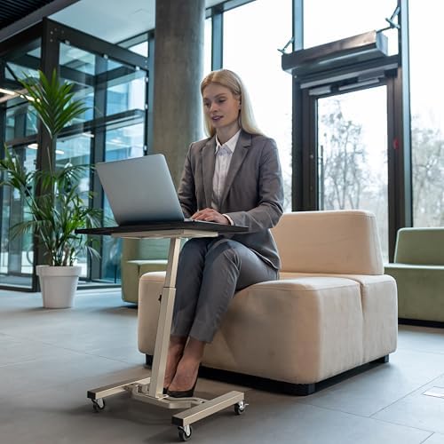 Le Crozz Mobile Height Adjustable Laptop Rolling Cart, Espresso