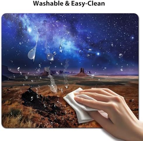 9.5x7.9 Inch Office/Gaming Mouse Pad, Starry Milky Way Over Monument Valley Western Desert Night Sky Galaxy, Cute Anti-Slip Mat for Desk Decor