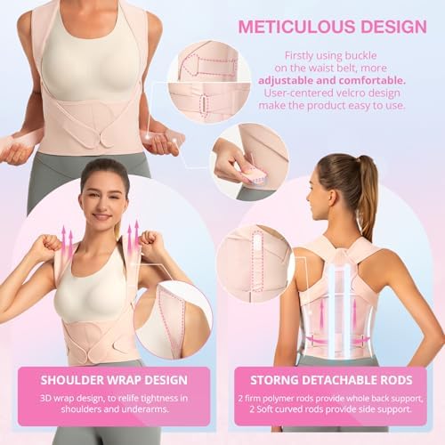 SHAPERKY Posture Corrector for Women for Support: Back Brace for Full Back Support - Adjustable Shoulder Straightener for Women and Men (Large)