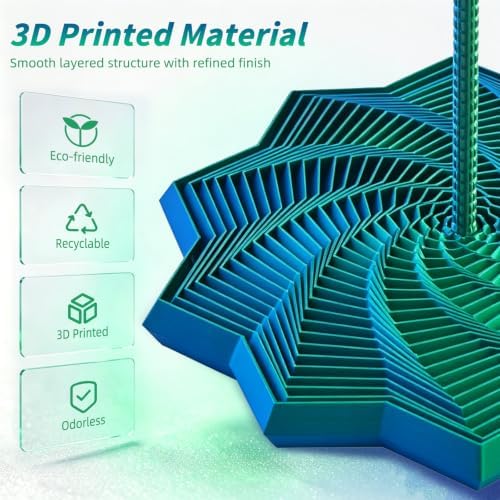 3D Printed Expanded Sensory Fidget Star, Fractal Stress Relief Spinning Tower Toy with Handle, Polygonal Honeycomb Whirling Spiral Design, Stocking Stuffers Gift for Adults Teens ADHD Office Desk