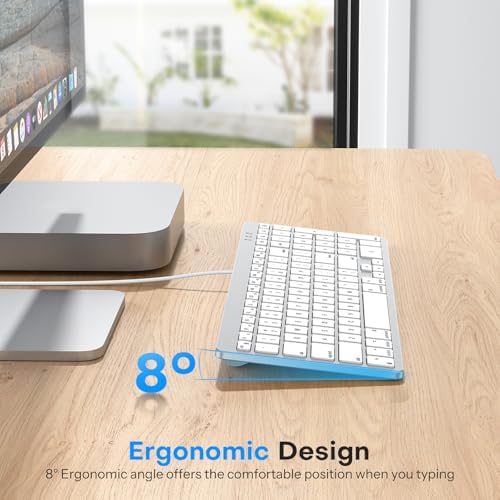 OMOTON USB-A & Type-C Dual Interface Wired Keyboard for Mac, Numeric Keypad