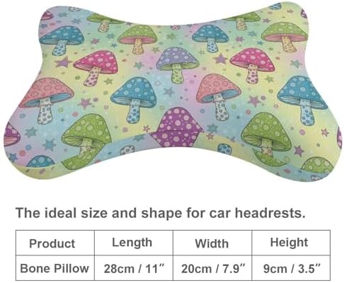 2 Pcs Car Neck Pillow Mushroom Breathable Removable Cover Headrest for Driving Office Rest