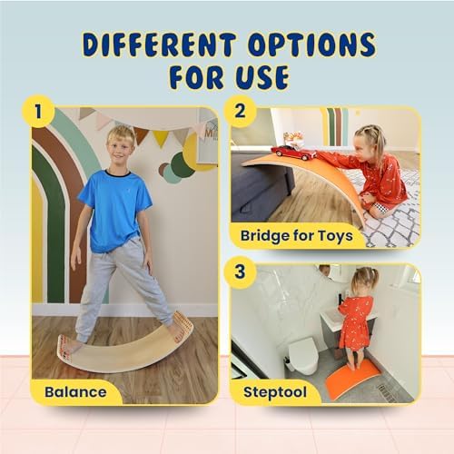New Bounce Balance Board - Premium Wooden Wobble Board for Exercise & Balance Training - Supports Up to 480 Lbs. - Versatile Rocking Balance Boards for All Ages