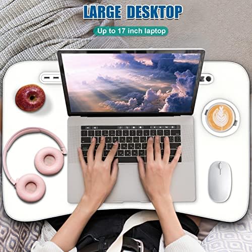 Fayquaze Laptop Bed Desk, Portable Foldable Lap Bed Table with USB Charge Port Storage Drawer and Cup Holder,Lap Desk Laptop Stand Tray Table Serving Tray for Eating, Reading and Working