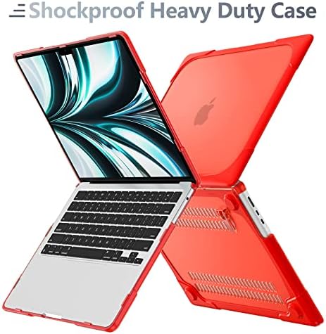 Batianda Foldable Stand Heavy Duty Case for MacBook Air 13.6 inch, Red