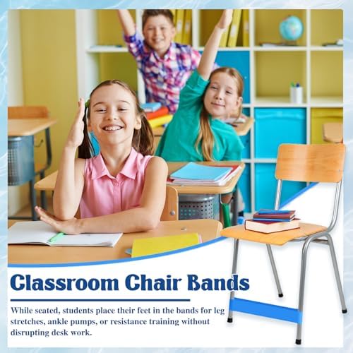 18 Pcs Classroom Chair Bands for Kids with Fidgety Feet,Stretchy Rubber Fidget Bands,Flexible Desks Stretch Foot Band ADHD Autism Tools for Students Sensory