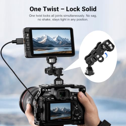 Dual Ball Heads Magic Arm Camera Monitor Mount 1/4"-20