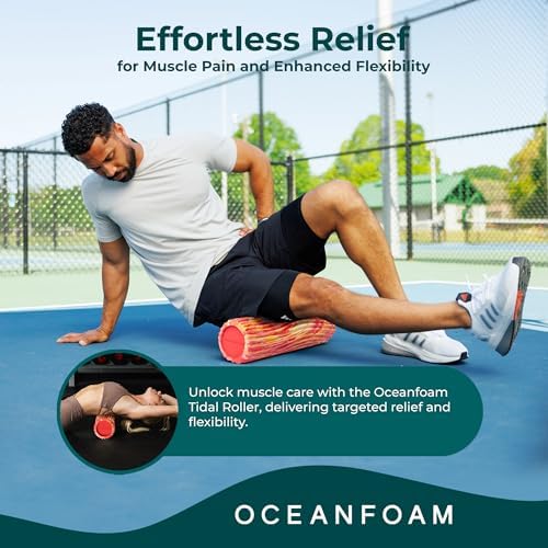 Oceanfoam Tidal Foam Roller for Exercise (Red, Gold & Natural Marbled)