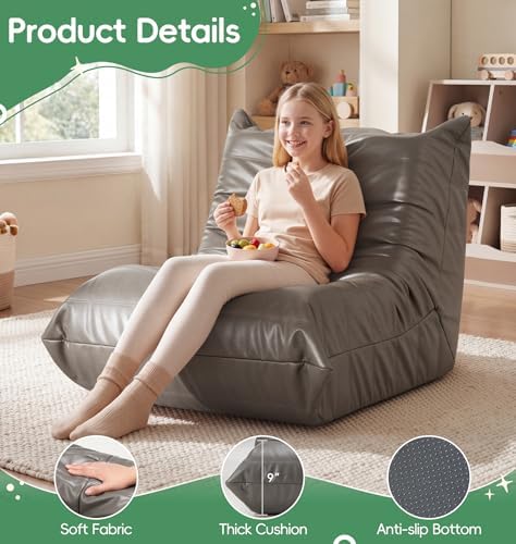 Hobestluk Bean Bag Chair for Teens Large Beanbag Couch with Leather Fabric