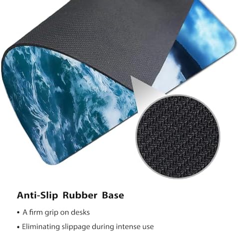 9.5x7.9 Inch Office/Gaming Mouse Pad, Turquoise Crashing Ocean Waves Coastal Stormy Sea & Sunbeams, Cute Anti-Slip Mat for Desk Decor