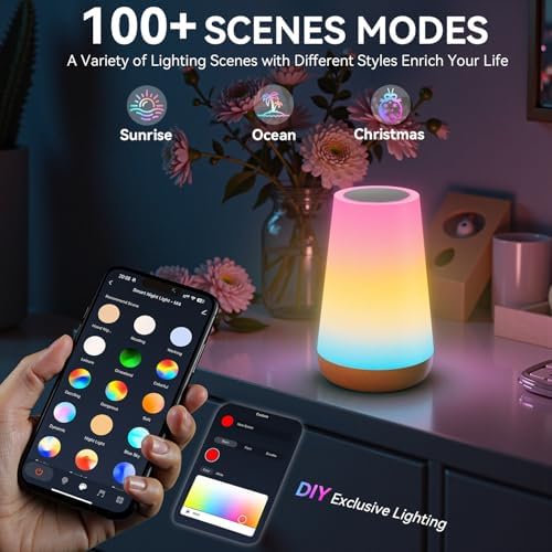 Auxmir Smart Night Light, App/Voice Control Table Lamp with Timer(Corded)