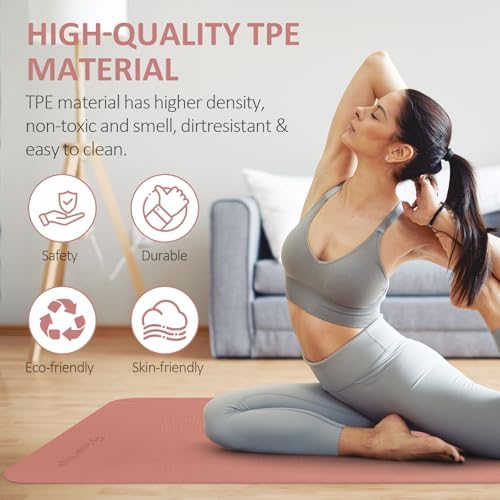 Gruper Yoga Mat Non Slip, Anti-Tear Workout Mat with Carrying Strap and Bag